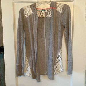 Lace accent hoodie